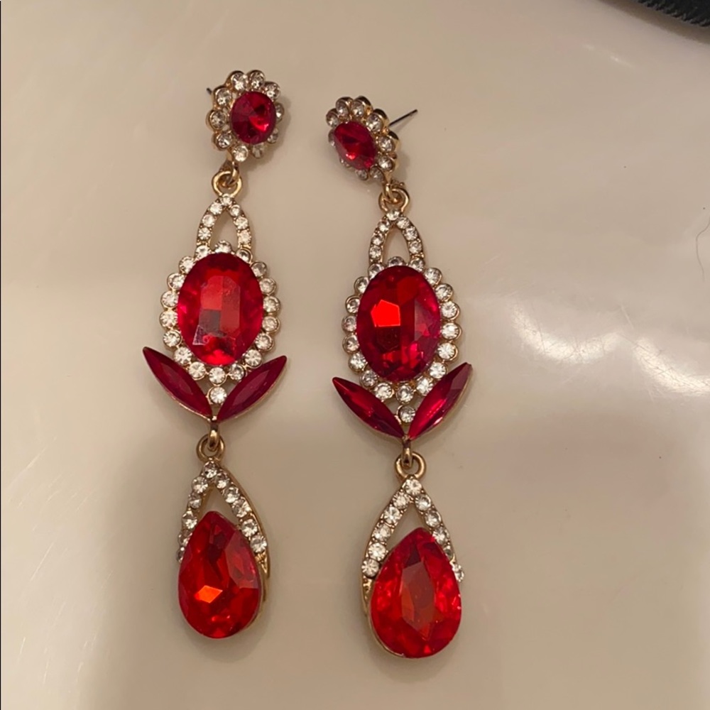 Red crystal earrings